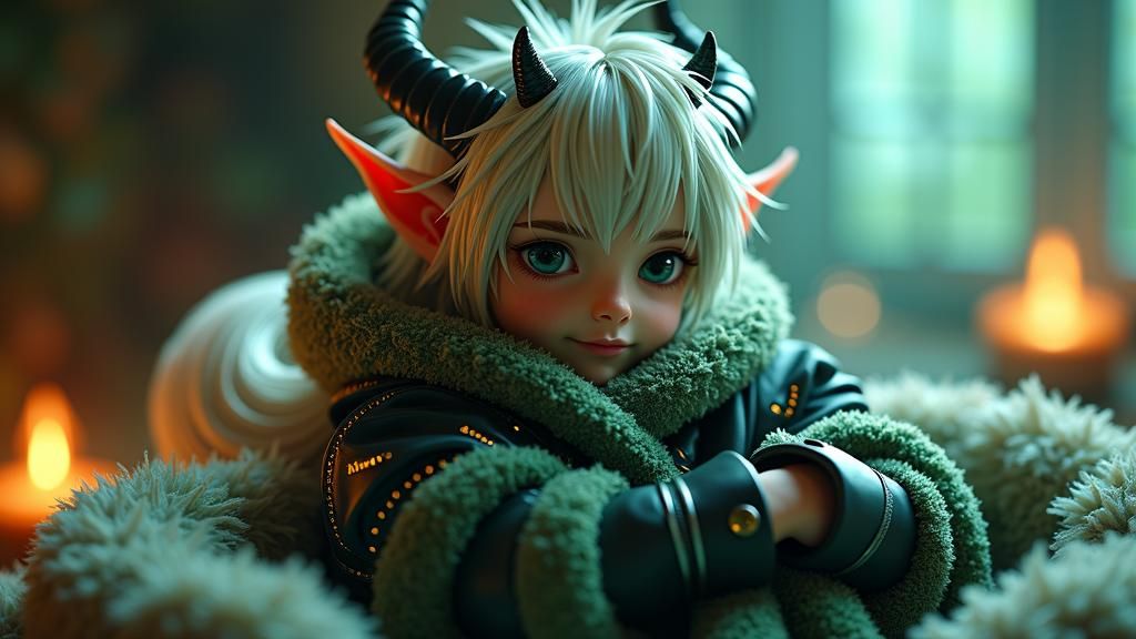 Warmth-Seeking Wight Devil in Anime Style