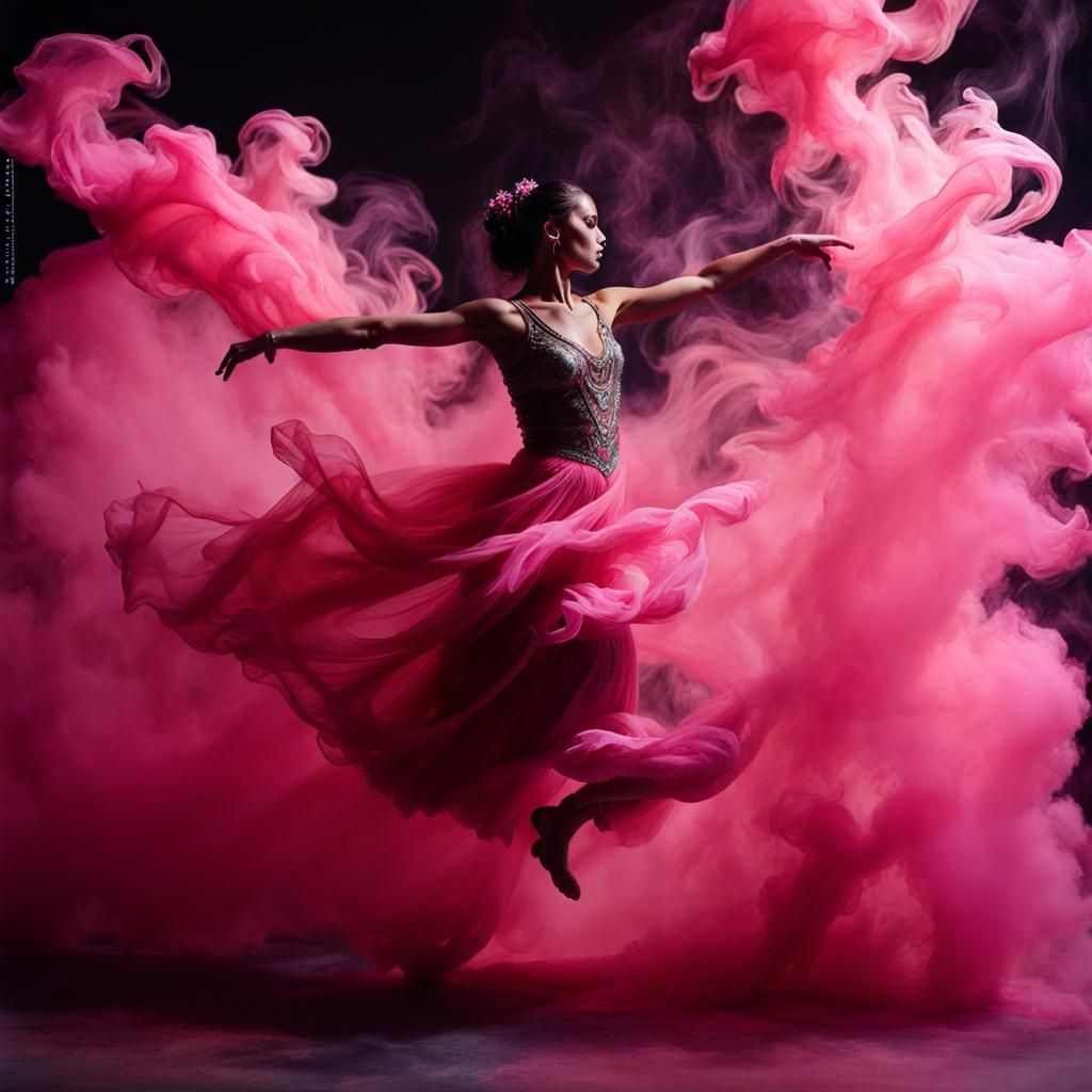 Smoke Dancer in Fluid Gouache Style