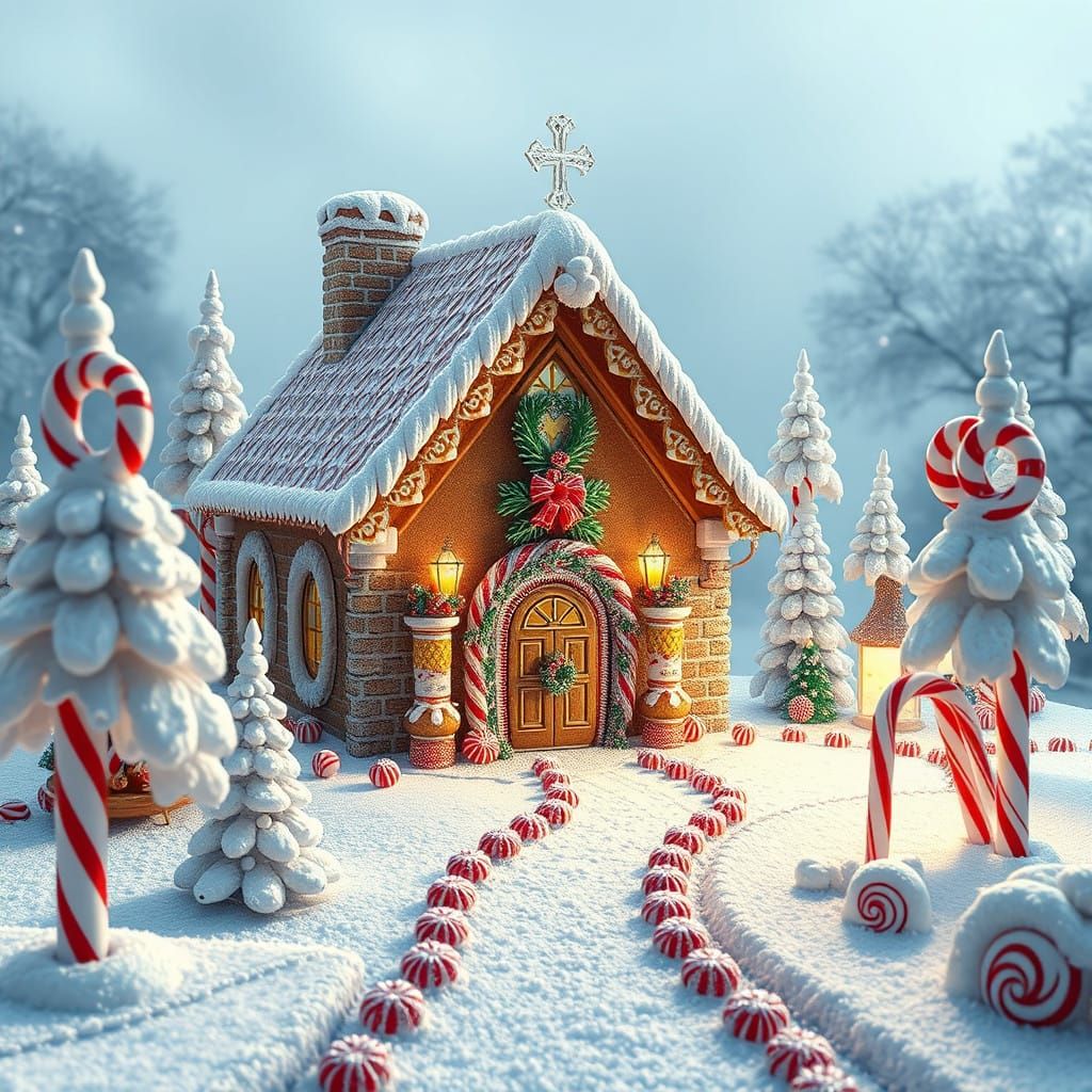 Gingerbread Winter Wonderland Scene in Photorealistic Style