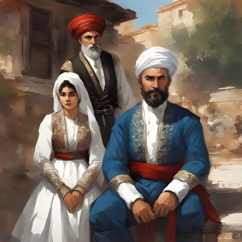 Ottoman Turkish Family Portrait in 18th Century Style