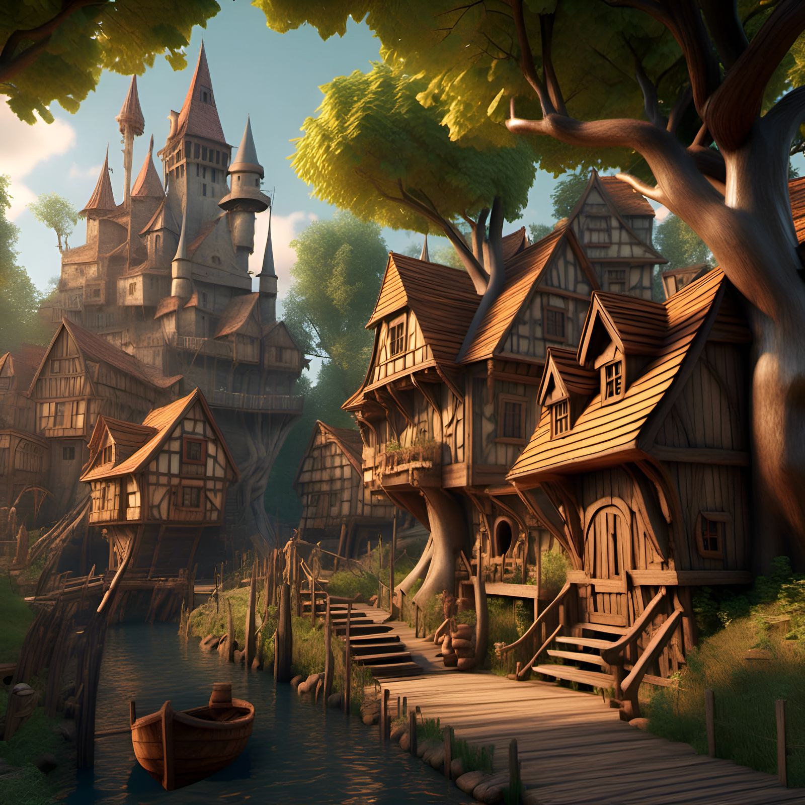 Pinocchio in 3D Game With Pyrography Effect