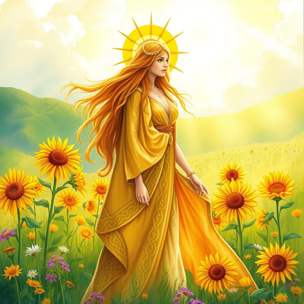 Sól: Norse Sun Goddess in Watercolour Style