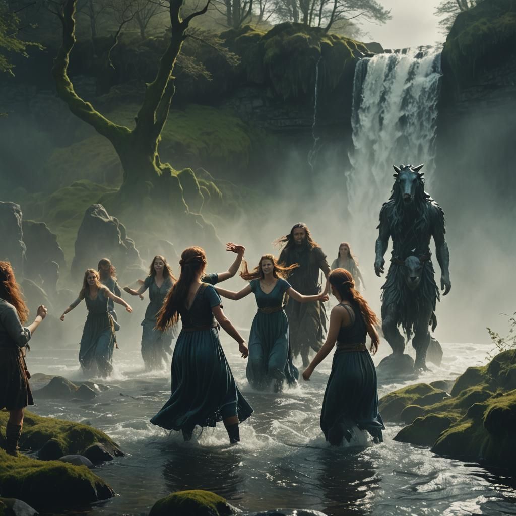 Celtic Water Spirits Dance: A Cinematic Film Still