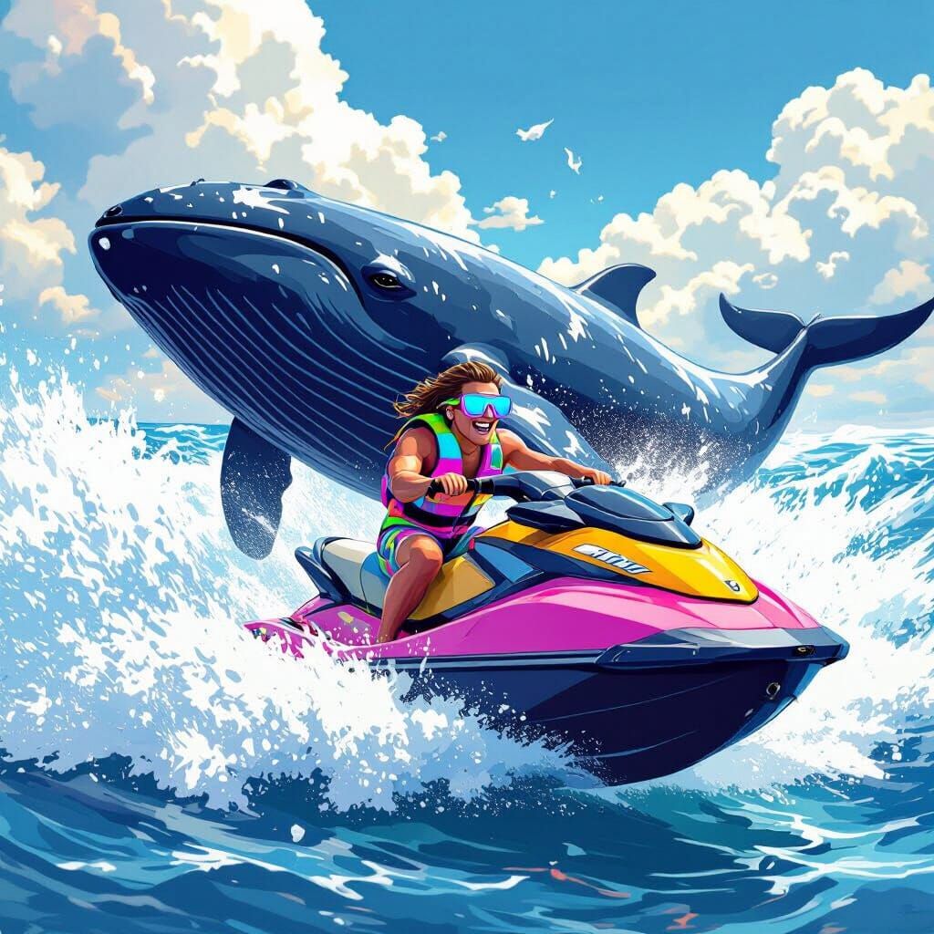 Whale on Jet Ski with Sunglasses