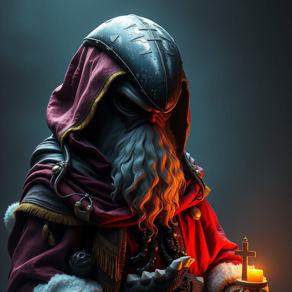 Dark Santa Xenomorph, Creepy Christmas Horror Figure