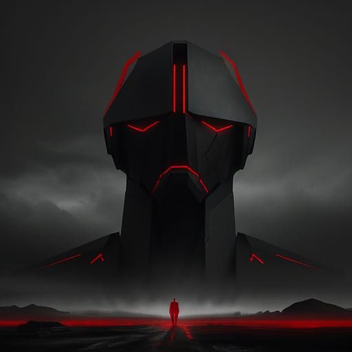 Dystopian Figure in Desolate Landscape - Low-Poly 3D Art