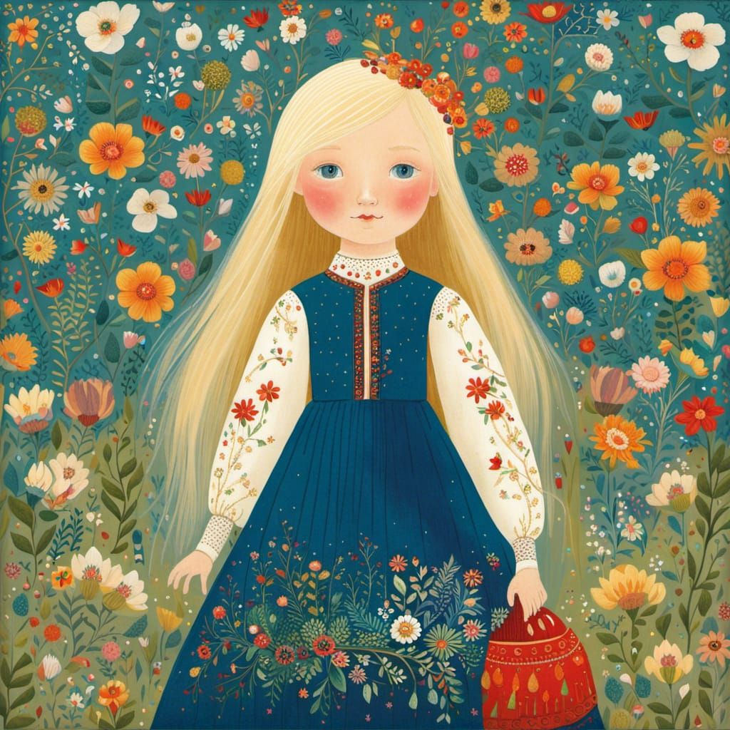 Cute norwegian girl wearing bunad