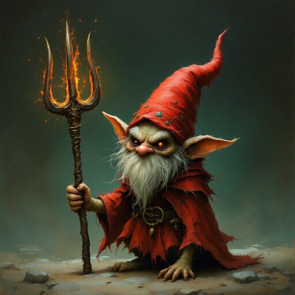 Mischievous Gnome in Fiery Halo