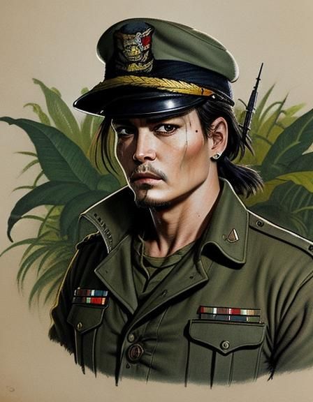 Johnny Depp in closeup in the jungle