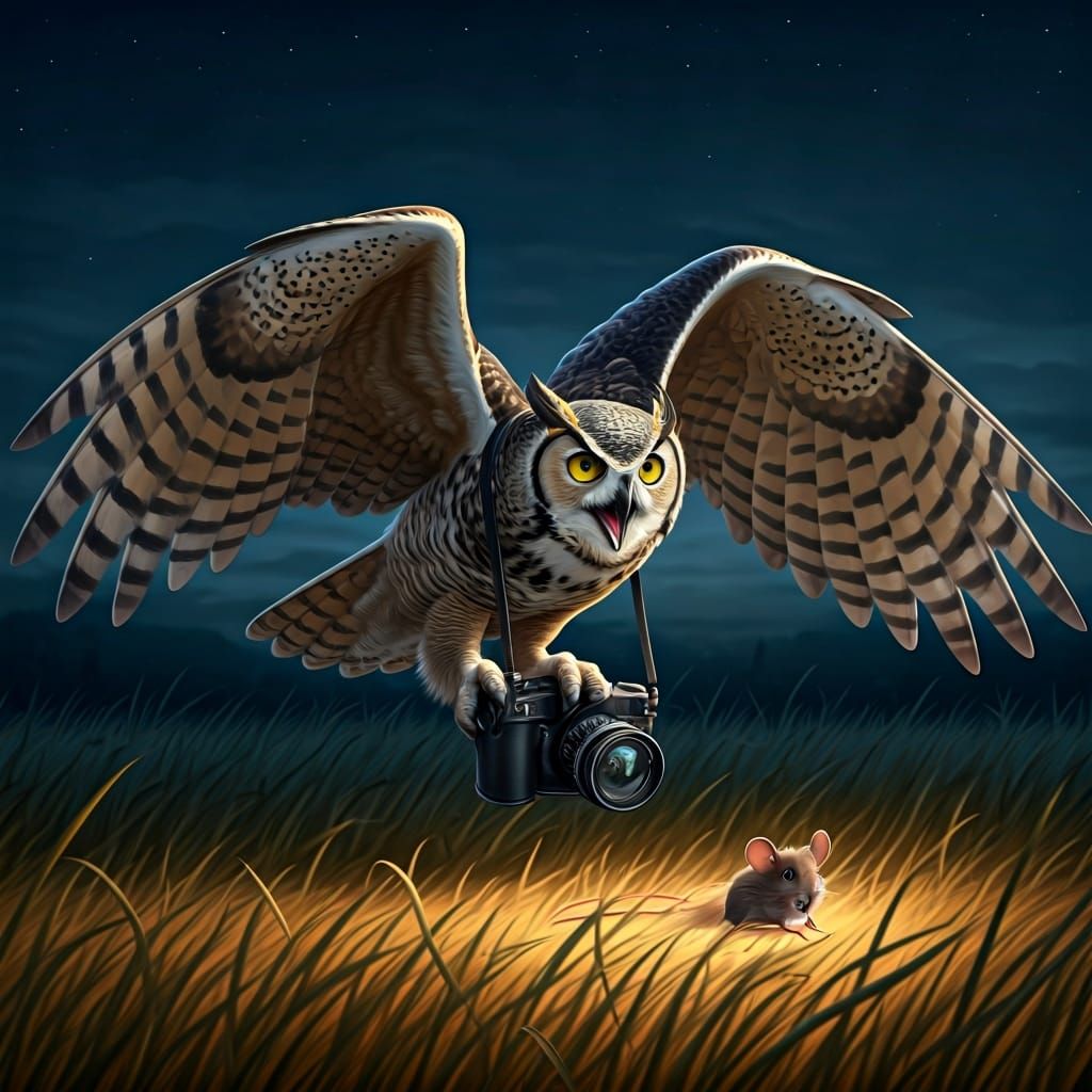 Screaming Field Mouse Captured by Owl Photographer