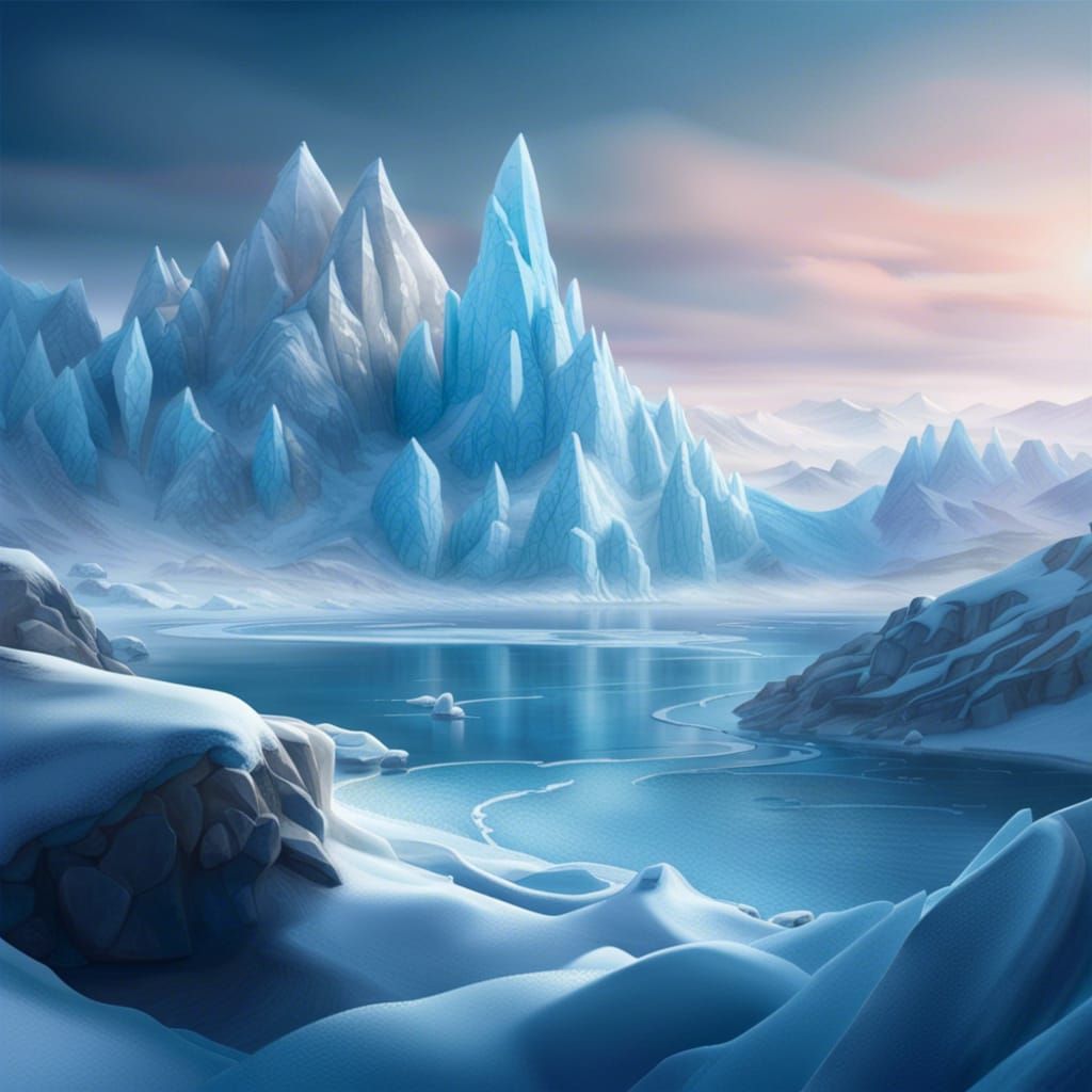 Icy Tundra: Frozen Landscapes in Matte Painting Style