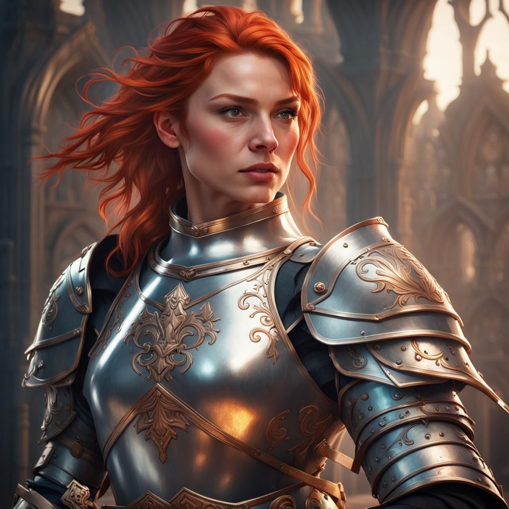 Redhead Knight in Shining Armor, Detailed Portrait