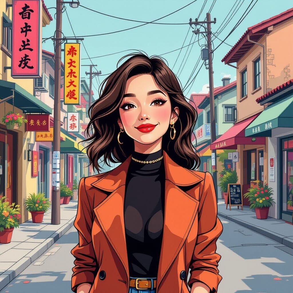 Stylish Person with Knowing Smile in Surreal Pop Art