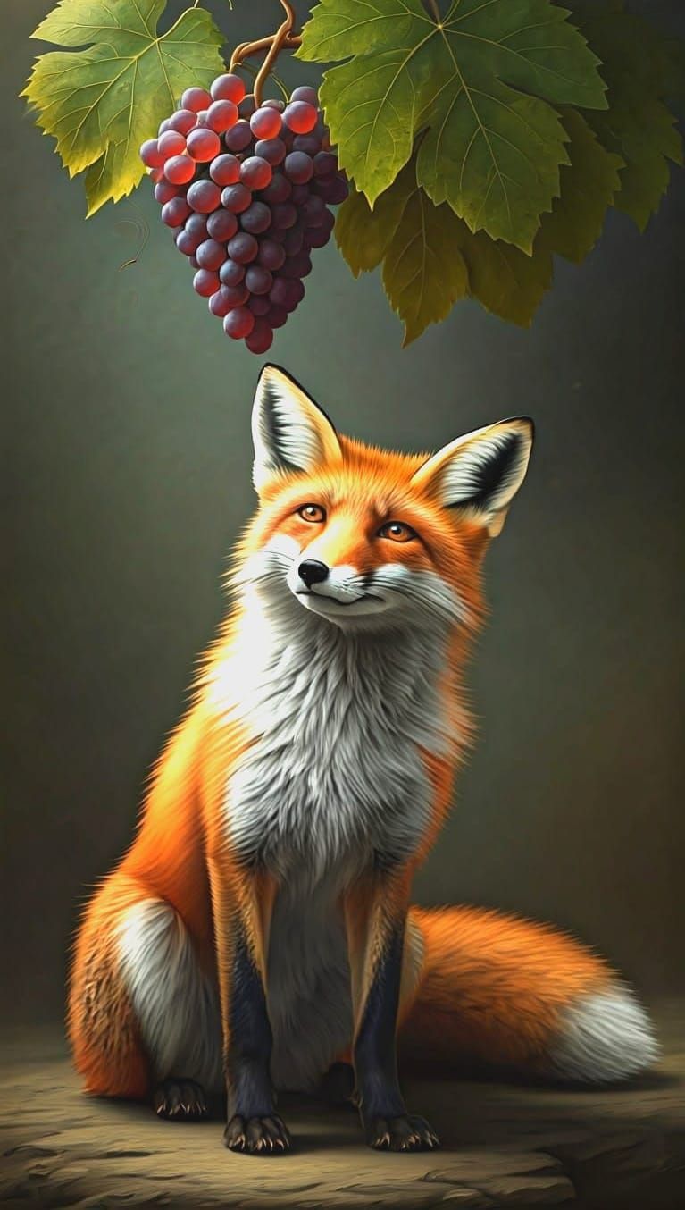 Disappointed Fox and Grapes: Hyperrealist Aesop Fable