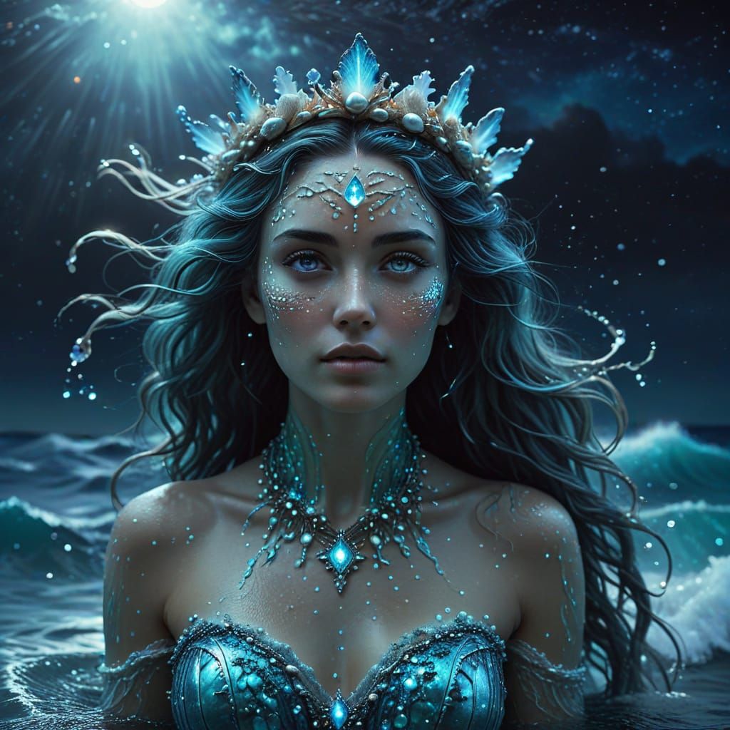 Ethereal Sea Goddess Rising from the Ocean