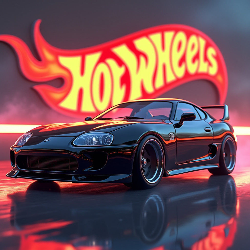 Black 1994 Toyota Supra in Stylized 3D Animation