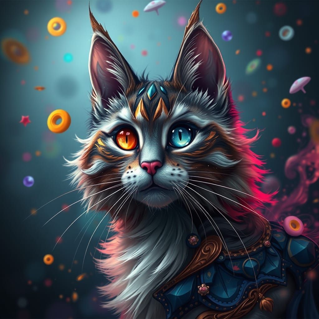 Whimsical Cat Detailed Matte Painting
