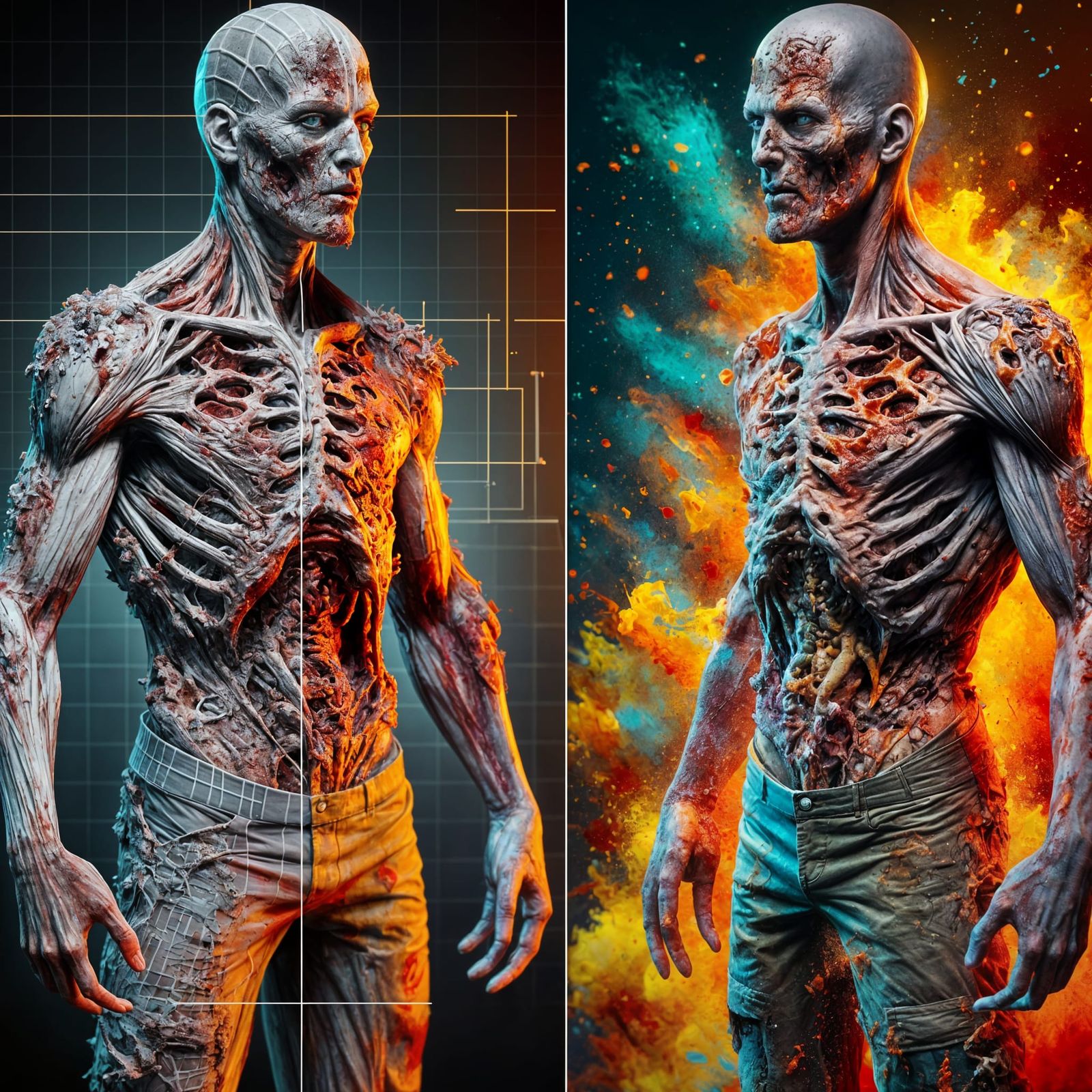 Detailed 3D Model of a Mutated Zombie