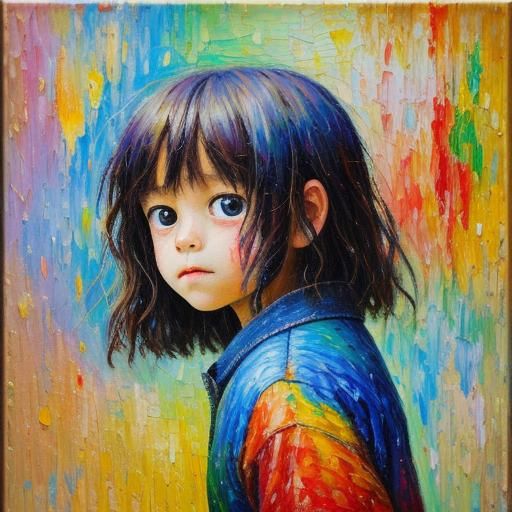 Colorful Impressionist Painting: The Spirit of the Child