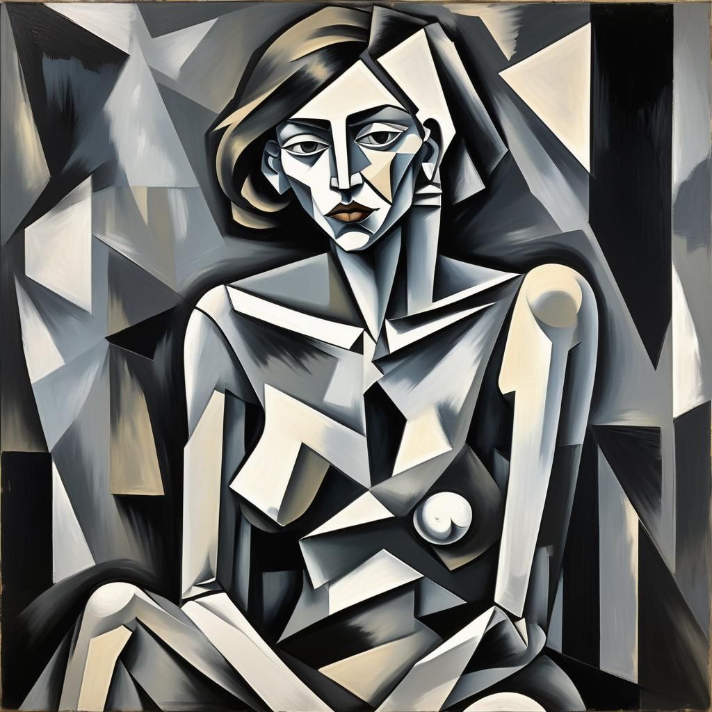 Geometric Woman Portrait as Impasto Oil Painting