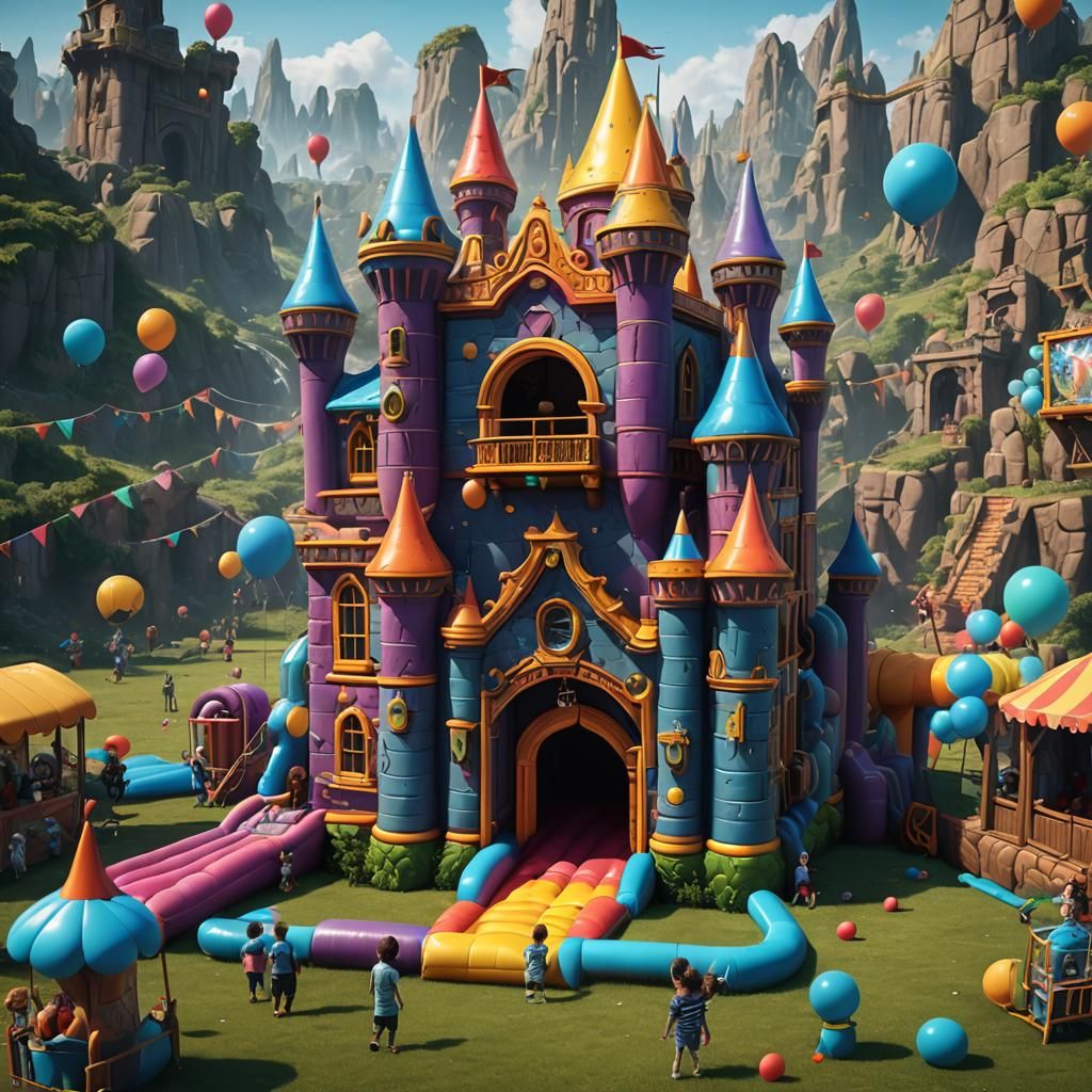 Fantastical Bounce House in Detailed Matte Painting