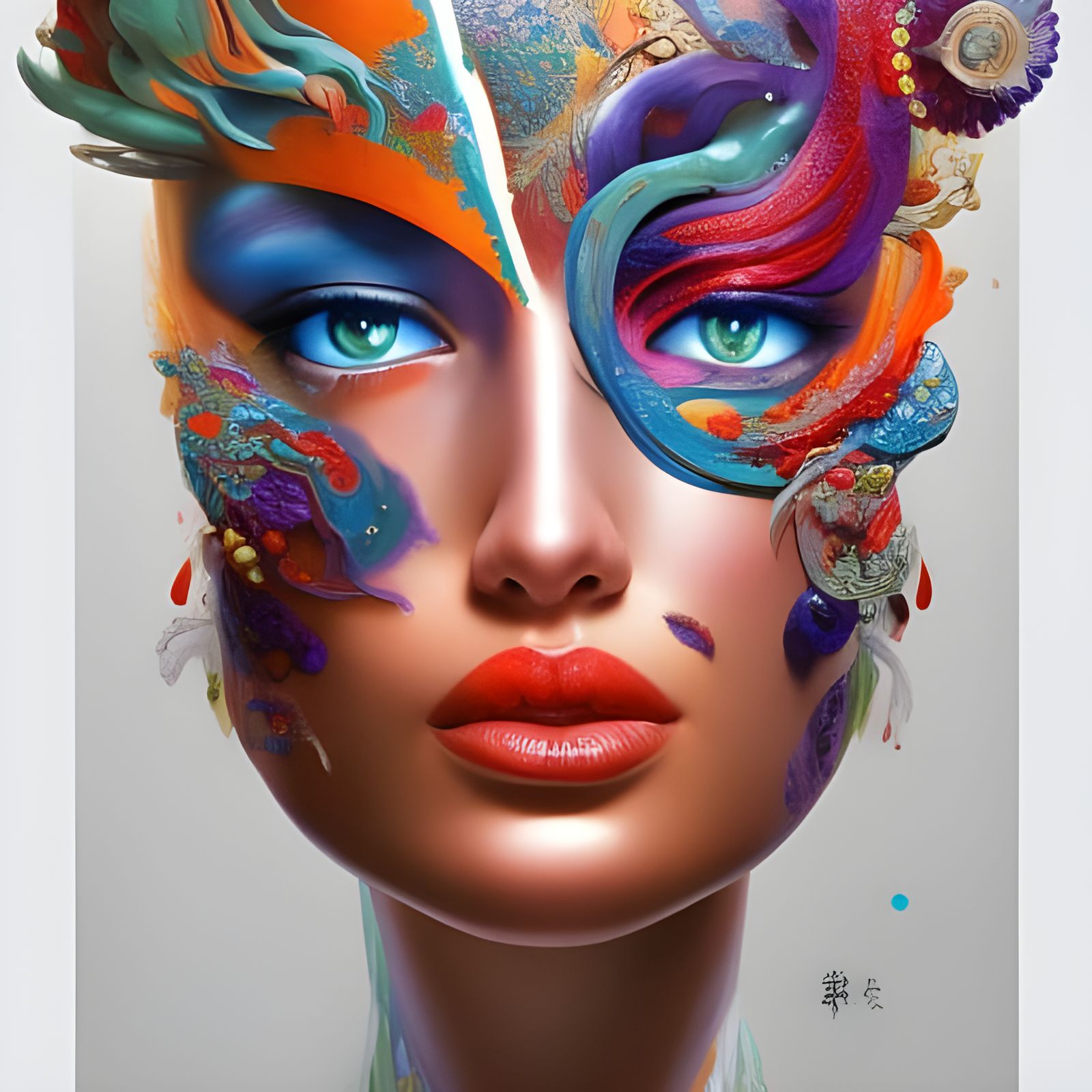 Intricate Paper Fold Sculpture of Peonies in Splash Art Styl...