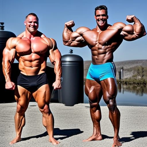Massive Bodybuilder Flexing Ripped Abs: Realistic Style