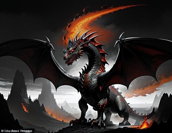 Fiery Dragon in Dynamic Fantasy Art Style