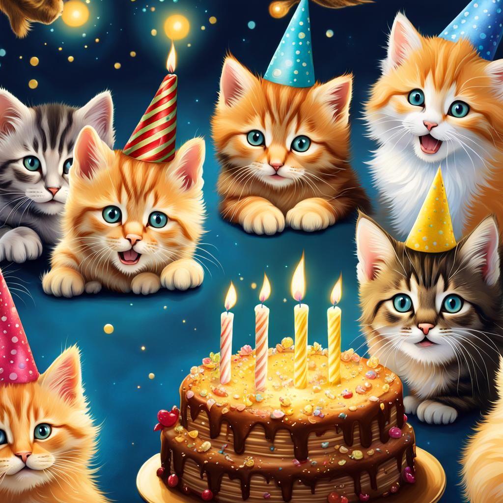 Kittens Celebrate Birthday in Whimsical Style