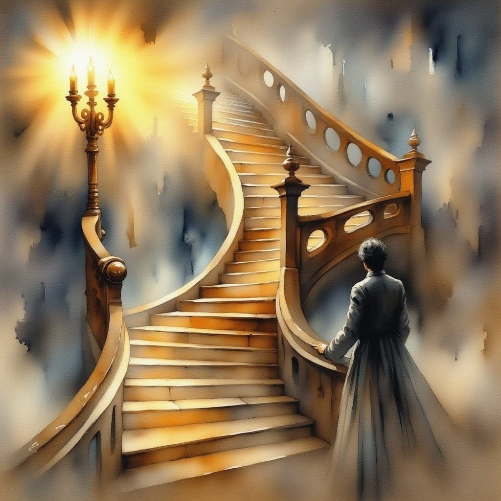 Medieval Castle Staircase in Eerie Biomechanical Style