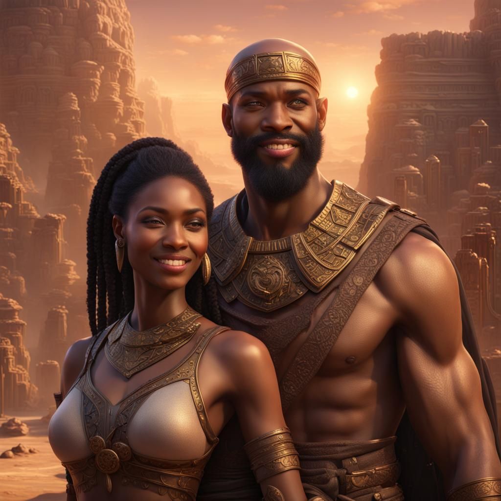 Anck-su-namun and Imhotep: Happy Lovers in Detailed Painting