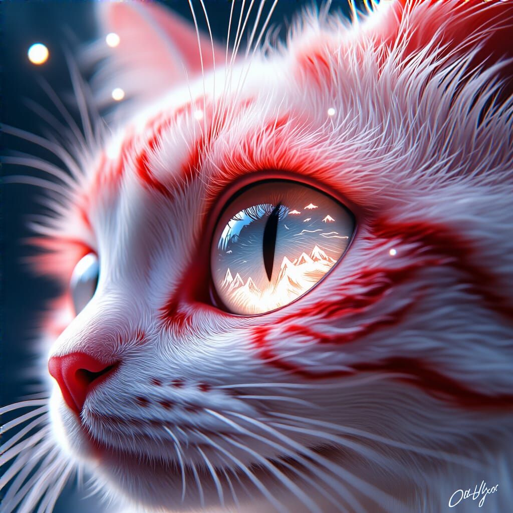 Bioluminescent Cat Eye with Mountain Structures