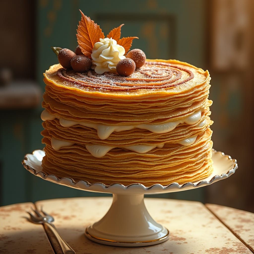 Whimsical French Crepe Cake in Dreamlike Colors