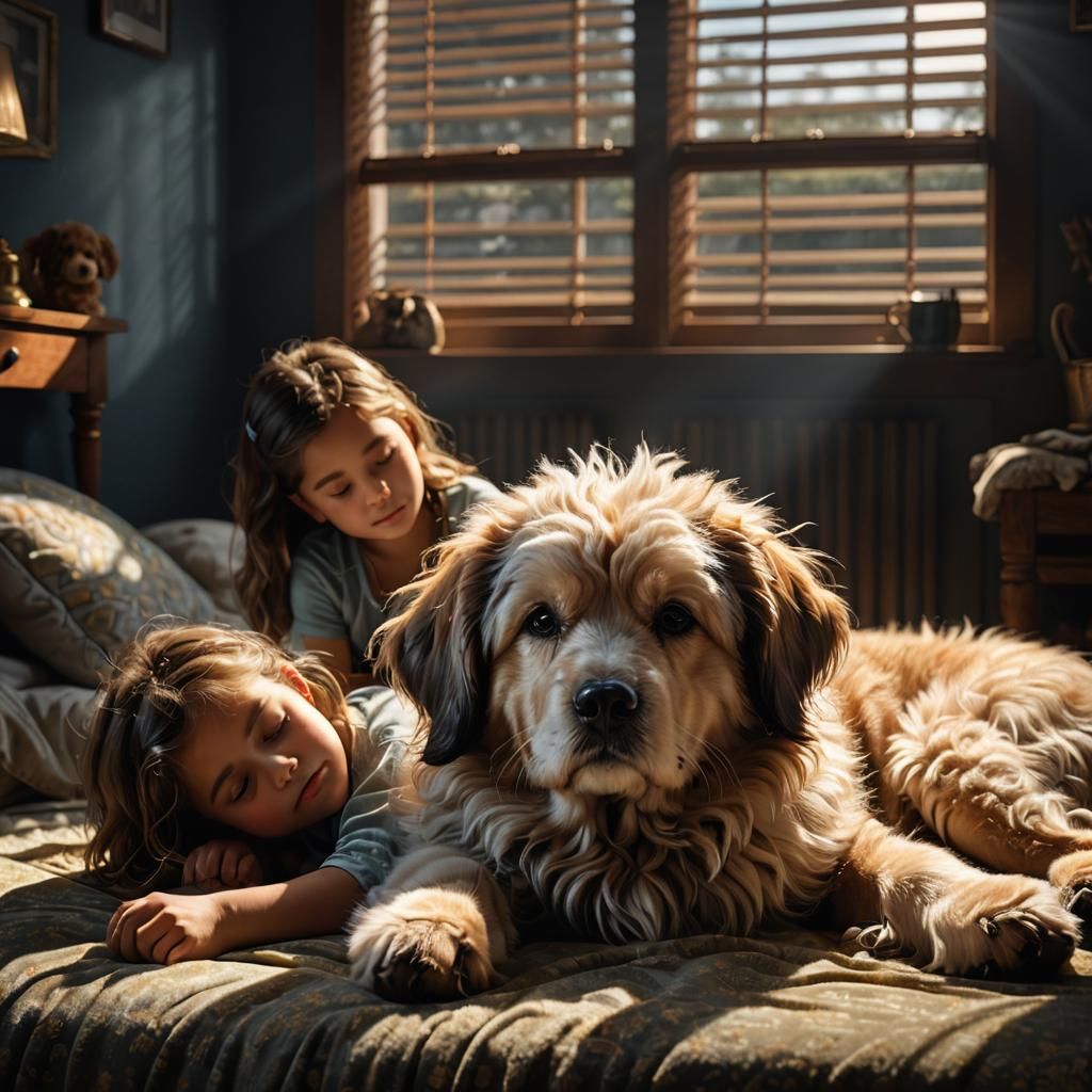 Puppy Guardian: 3D Portrait in Dappled Light