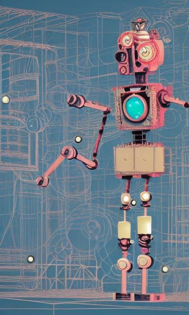 Steampunk Robotic Marionette Queen in Digital Art Style