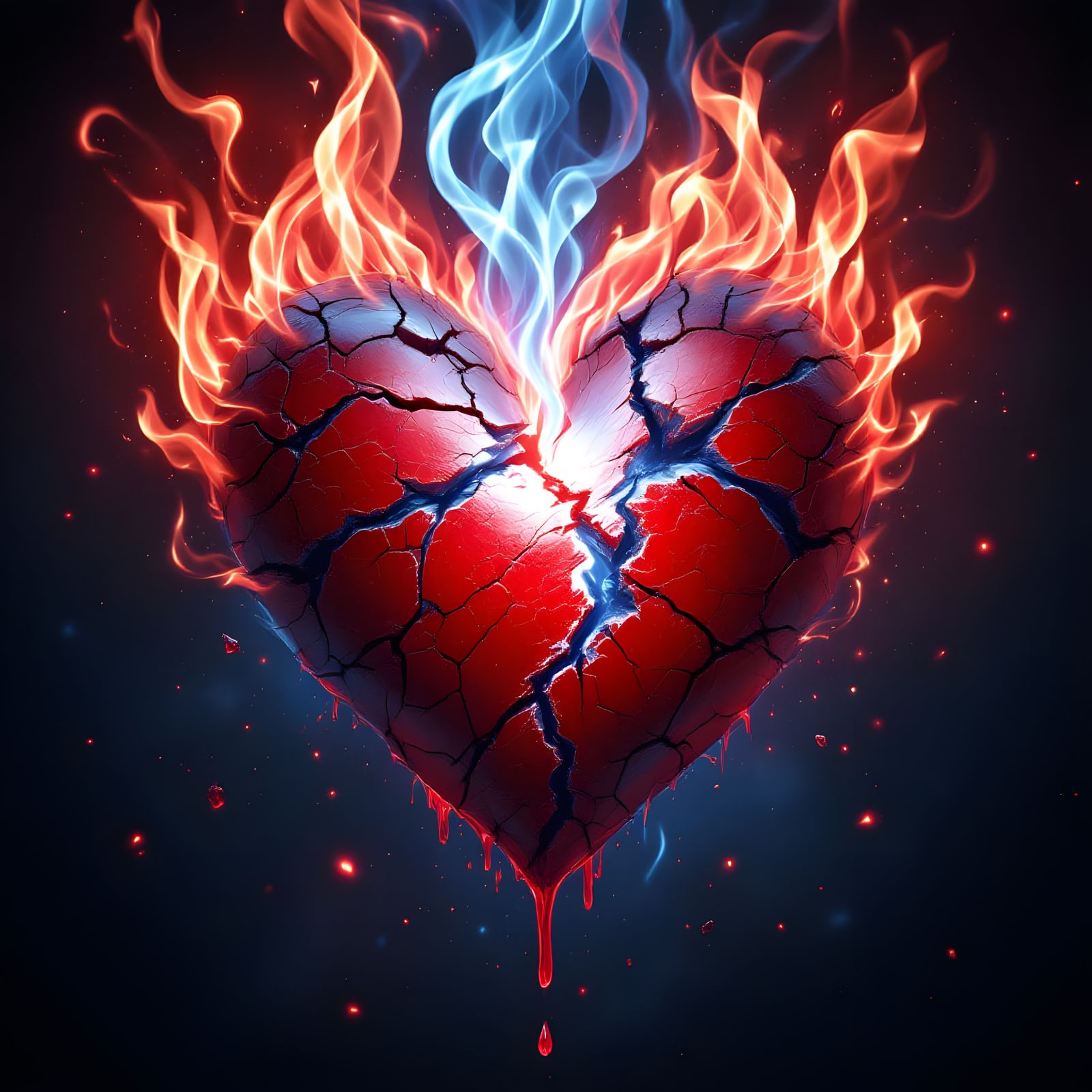Eternal Flame: Red, White, and Blue Heart