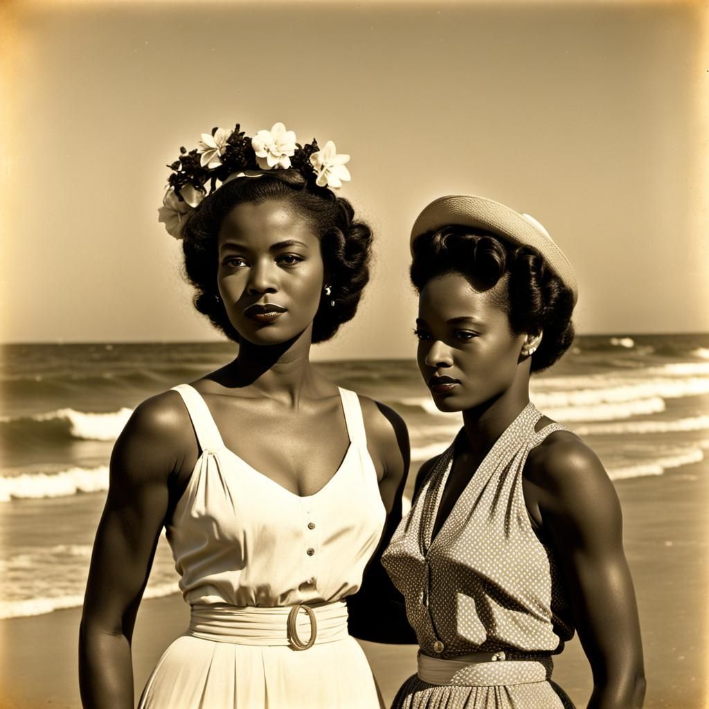 African American Women at the Beach, Art Deco Photo