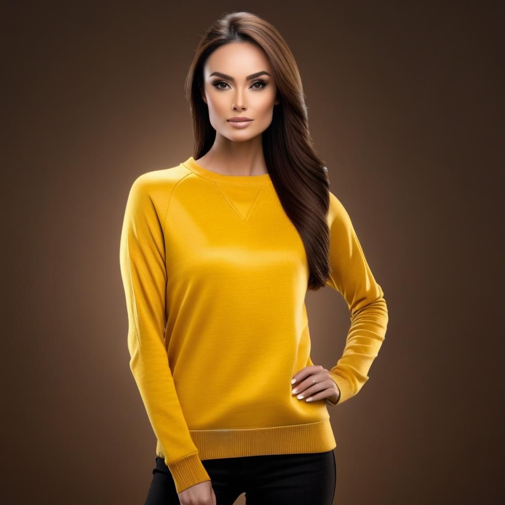 Airbrushed Portrait of Woman in Yellow Jumper