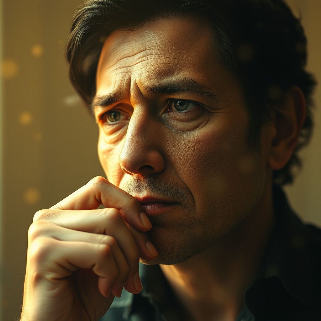 A person pondering intensely