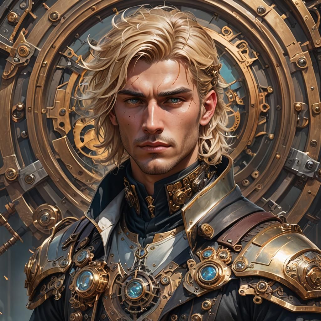 Steampunk Warrior in Fantasy Setting