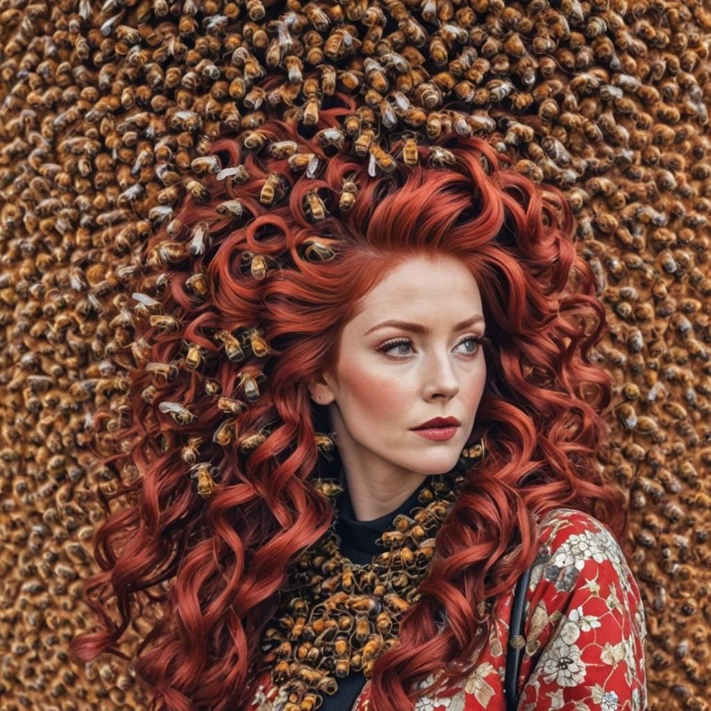 Beehive Hairdo on a Red-Haired Woman