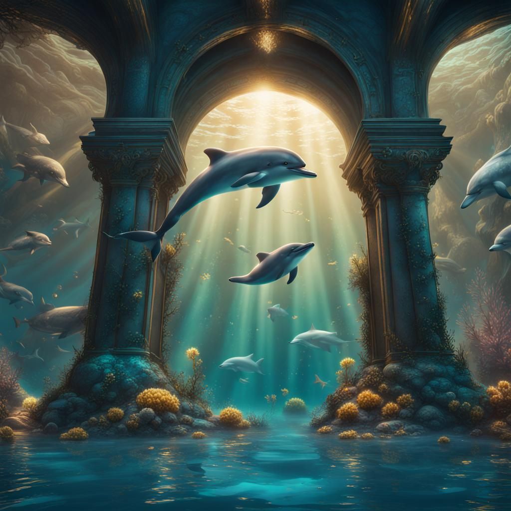 Underwater Dolphin Fantasy in Detailed Matte Painting