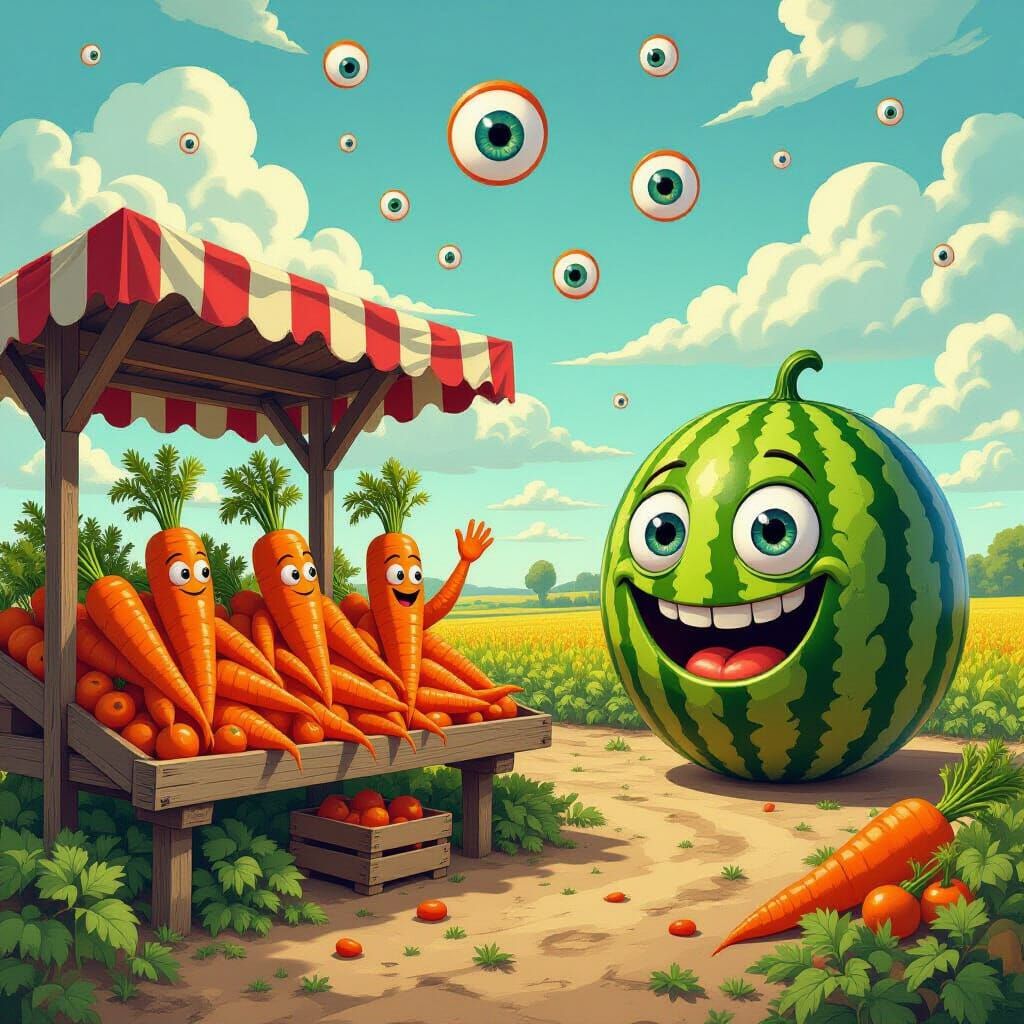 Sentient Produce at a Surreal Farmstand