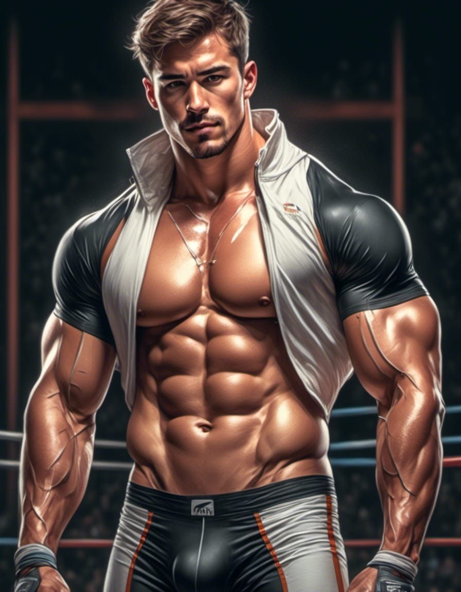 Photorealistic Jocks Wrestling