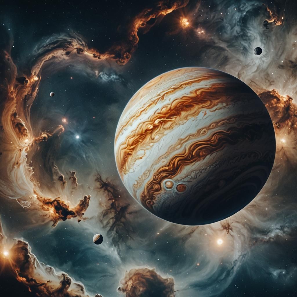 Cinematic Jupiter in Space Film Still