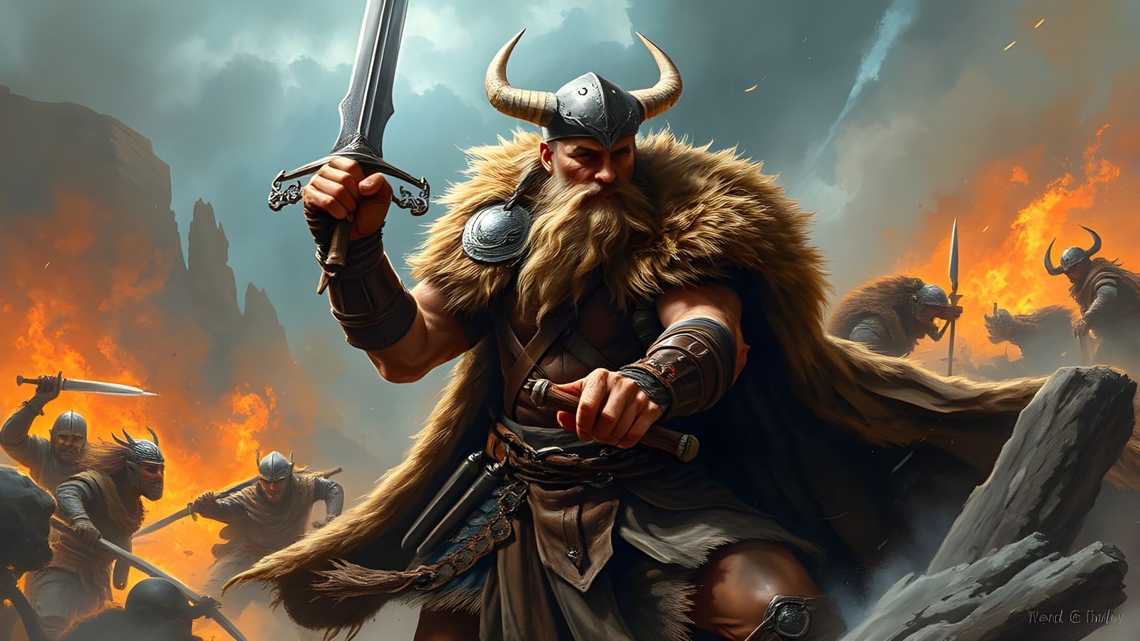 Viking Warrior in Epic Battle