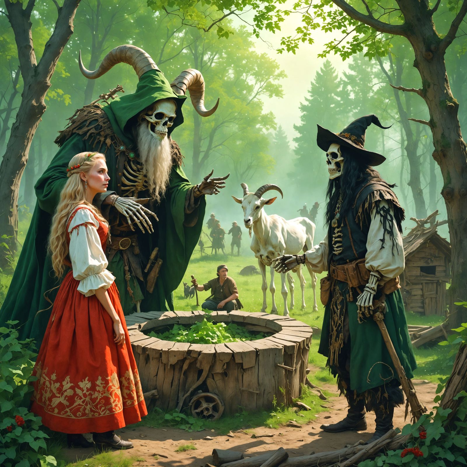 Russian Fairytale Scene with Baba Yaga and Skeleton Monster ...