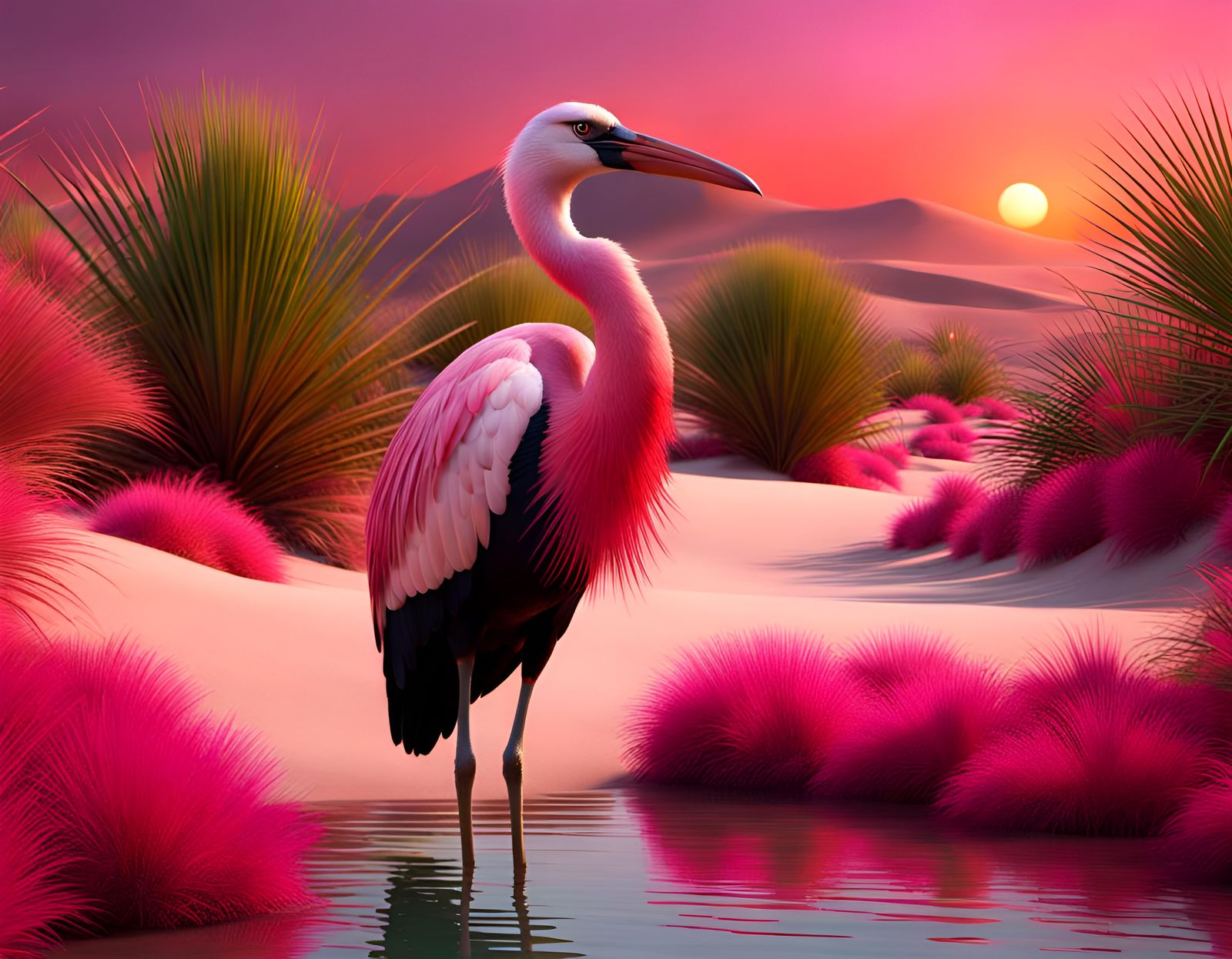 Scarlett Phoenix Ibis in a Dune Oasis