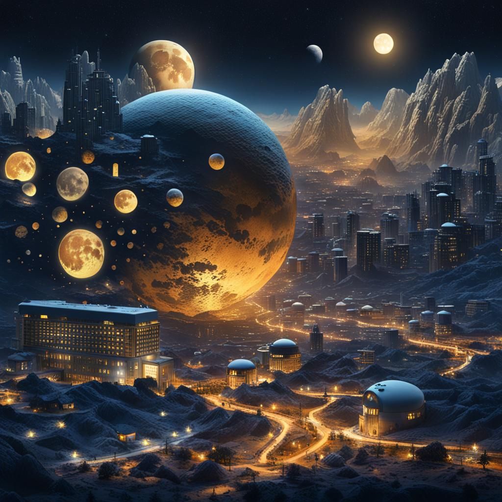 Futuristic City on the Moon