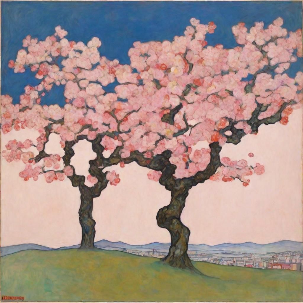 Extraterrestrial Cherry Blossoms in Expressionist Style